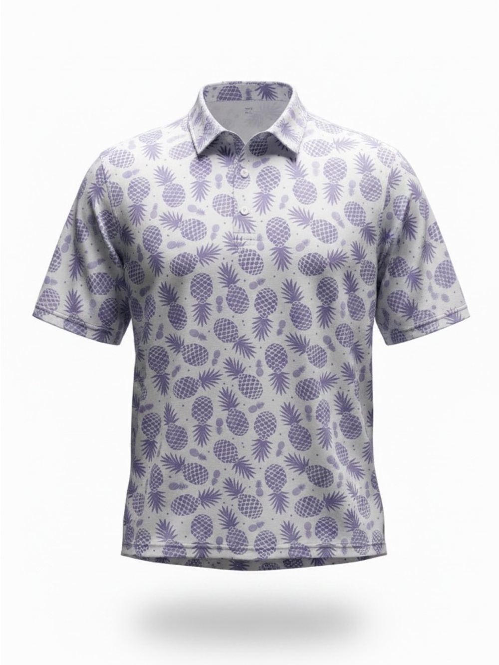 Men's Casual Button-Down Shirt - Lavender Pineapple Print- Pool Party Vibes